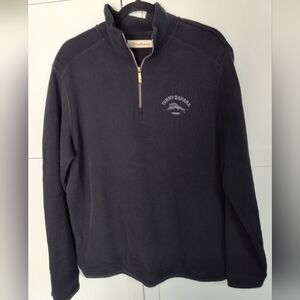 TOMMY BAHAMA RELAX mens pull over 1/4 xip black Sweatshirt Large Excellent Cond